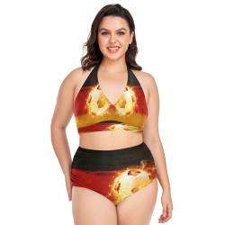 KAAVIYO Witzige Rote Drachen Mädchen Plus Size Bikini Set Zweiteilige Badeanzug Badebekleidung für Strand Damen Frauen von KAAVIYO