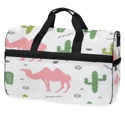 Kamelkaktus Wüste Cartoon Sporttasche Badetasche mit Schuhfach Reisetaschen Handtasche für Reisen Frauen Mädchen Männer von KAAVIYO
