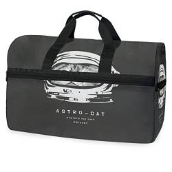 Katze Astronaut Weltraum Süß Sporttasche Badetasche mit Schuhfach Reisetaschen Handtasche für Reisen Frauen Mädchen Männer von KAAVIYO