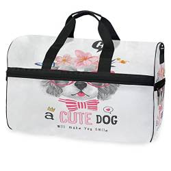 Katze Blumen Schmetterling Süß Sporttasche Badetasche mit Schuhfach Reisetaschen Handtasche für Reisen Frauen Mädchen Männer von KAAVIYO