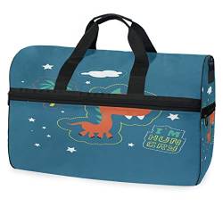 Niedliche Sterne Der Dinosaurierkarikatur Sporttasche Badetasche mit Schuhfach Reisetaschen Handtasche für Reisen Frauen Mädchen Männer von KAAVIYO