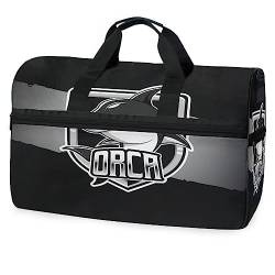 Orca Hai Tier Schwarz Sporttasche Badetasche mit Schuhfach Reisetaschen Handtasche für Reisen Frauen Mädchen Männer von KAAVIYO