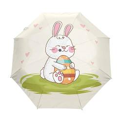 Osterei Süßer Hase Regenschirm Taschenschirm Auf-Zu Automatik Schirme Winddicht Leicht Kompakt UV-Schutz Reise Schirm für Jungen Mädchen Strand Frauen von KAAVIYO
