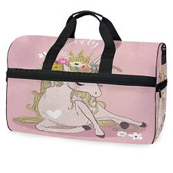 Pferd Schönes Süßes Einhornbaby Sporttasche Badetasche mit Schuhfach Reisetaschen Handtasche für Reisen Frauen Mädchen Männer von KAAVIYO