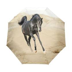 Pferd Tier Wüste Gewachsen Regenschirm Taschenschirm Auf-Zu Automatik Schirme Winddicht Leicht Kompakt UV-Schutz Reise Schirm für Jungen Mädchen Strand Frauen von KAAVIYO