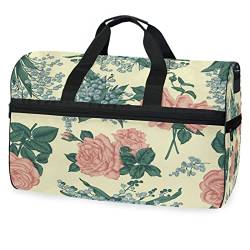 Pflanze Blume Floral Vintage Sporttasche Badetasche mit Schuhfach Reisetaschen Handtasche für Reisen Frauen Mädchen Männer von KAAVIYO