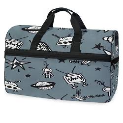 Raumschiff Alien Star Cartoon Sporttasche Badetasche mit Schuhfach Reisetaschen Handtasche für Reisen Frauen Mädchen Männer von KAAVIYO