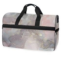Rosa Marmorfarbe Golden Sporttasche Badetasche mit Schuhfach Reisetaschen Handtasche für Reisen Frauen Mädchen Männer von KAAVIYO