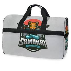 Samurai Fuchs Krieger Spiel Sporttasche Badetasche mit Schuhfach Reisetaschen Handtasche für Reisen Frauen Mädchen Männer von KAAVIYO