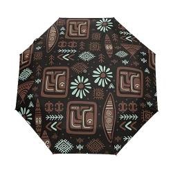 Schwarz Grün Vintage Floral Regenschirm Taschenschirm Auf-Zu Automatik Schirme Winddicht Leicht Kompakt UV-Schutz Reise Schirm für Jungen Mädchen Strand Frauen von KAAVIYO