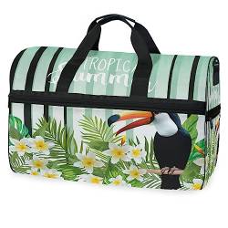 Sommerblume Tropischer Vogel Sporttasche Badetasche mit Schuhfach Reisetaschen Handtasche für Reisen Frauen Mädchen Männer von KAAVIYO