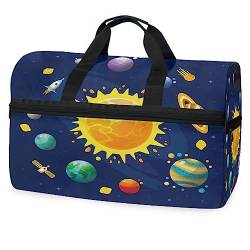 Sonnenplaneten Cartoon Sporttasche Badetasche mit Schuhfach Reisetaschen Handtasche für Reisen Frauen Mädchen Männer von KAAVIYO