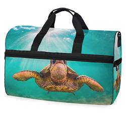 Sonnenschein Meeresschildkröte Sporttasche Badetasche mit Schuhfach Reisetaschen Handtasche für Reisen Frauen Mädchen Männer von KAAVIYO