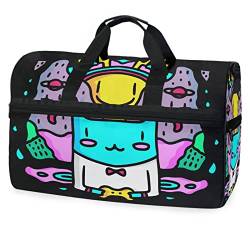 Tier Katze Niedlich Wild Sporttasche Badetasche mit Schuhfach Reisetaschen Handtasche für Reisen Frauen Mädchen Männer von KAAVIYO