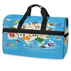 Tierkarikatur Süßes Meer Sporttasche Badetasche mit Schuhfach Reisetaschen Handtasche für Reisen Frauen Mädchen Männer von KAAVIYO