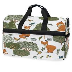 Wald Baum Vogel Tier Cartoon Sporttasche Badetasche mit Schuhfach Reisetaschen Handtasche für Reisen Frauen Mädchen Männer von KAAVIYO