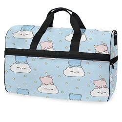 Wolke Katze Stern Süßer Cartoon Sporttasche Badetasche mit Schuhfach Reisetaschen Handtasche für Reisen Frauen Mädchen Männer von KAAVIYO