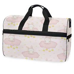 Wolken Sterne Süßer Hase Sporttasche Badetasche mit Schuhfach Reisetaschen Handtasche für Reisen Frauen Mädchen Männer von KAAVIYO