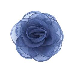 KABELIF 2 Stück Rose Brosche Ansteckblume Blume Haarspange Haarschmuck Blume Corsage Tasche Schuhe Hüte Zubehör zum Hochzeit Bankett Party 7 CM (Dunkelblau) von KABELIF