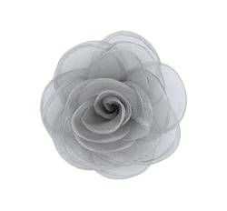 KABELIF 2 Stück Rose Brosche Ansteckblume Blume Haarspange Haarschmuck Blume Corsage Tasche Schuhe Hüte Zubehör zum Hochzeit Bankett Party 7 CM (Grau) von KABELIF