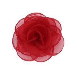 KABELIF 2 Stück Rose Brosche Ansteckblume Blume Haarspange Haarschmuck Blume Corsage Tasche Schuhe Hüte Zubehör zum Hochzeit Bankett Party 7 CM (Rot) von KABELIF