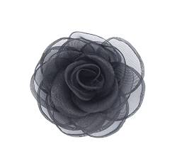 KABELIF 2 Stück Rose Brosche Ansteckblume Blume Haarspange Haarschmuck Blume Corsage Tasche Schuhe Hüte Zubehör zum Hochzeit Bankett Party 7 CM (Schwarz) von KABELIF