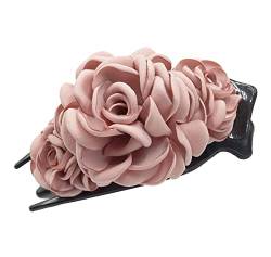 KABELIF Seitliche Haarspange mit Kamm Damen Blumen Kurvige Haarklammer für Pferdeschwanz Rutschfest Französisch Starker Halt Haarklemme (Pink) von KABELIF