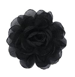 KABELIF Süß Damen Blumen Brosche, Ansteckblume, Blume Haarspange, Haarclip Blume, Rosen Haarnadeln Haarschmuck für Mädchen Frauen Party Strand Hochzeit (Schwarz) von KABELIF