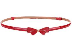 KABELIFE Mädchen Damen Leder Gürtel Schmaler Gürtel Elastischer Taillengürtel Kleidgürtel Mit Süß Schleife Schnalle (Rot) von KABELIFE