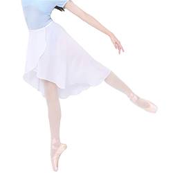 KADBLE Balletttanz Chiffon Rock für Damen Mädchen Verstellbare Taille Wickelrock, Weiß, S/M von KADBLE