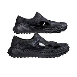 KAEAEILSS Herren Leder Sandalen Sport Outdoor Trekkingsandalen Atmungsaktive Leichte Wandersandalen Männer Sommer Offroadschuhe mit Klettverschluss Beach Geschlossene Sandalen Größe 38-47 von KAEAEILSS