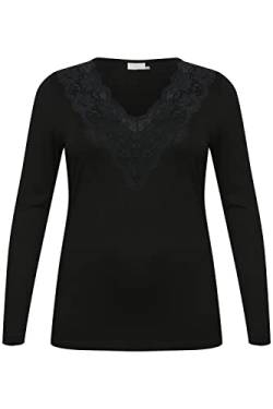 KAFFE CURVE Damen Shirt Langarm Spitze V-Ausschnitt Bluse mit Spitzen Große Größen Damen Shirt Langarm Spitze V-Ausschnitt Bluse mit Spitzen Große Größen Black Deep M von KAFFE CURVE