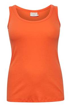 KAFFE CURVE Jerseytop KCcarina Damen Jerseytop Ärmellos Tanktop Rundhals Top Große Größen Vermillion Orange S von KAFFE CURVE