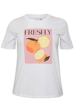 KAFFE CURVE KCnormi T-Shirt T-Shirt Kurzarm Damen Große Größen Oberteil Print Pink Oranges L von KAFFE CURVE