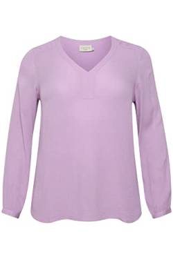 KAFFE CURVE Langarm-Bluse KCami Damen Bluse Große Größen Langarm V-Ausschnitt Shirt Lupine 42 von KAFFE CURVE