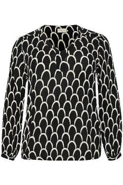 KAFFE CURVE Langarm-Bluse KCkerry Black and White Graphic Print 44 von KAFFE CURVE