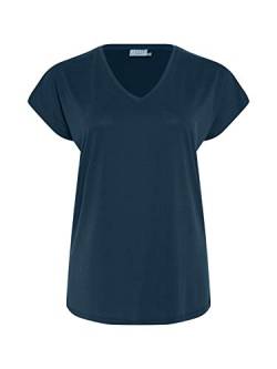 KAFFE CURVE T-Shirt KClina Damen Große Größen T-Shirt Kurzarm Casual Shirt V-Ausschnitt Midnight Marine L von KAFFE CURVE
