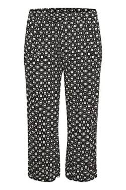 Kaffe Curve Damen KCnally Ami Pants Freizeithosen, Black/Chalk Graphic Print, 70 Größen von KAFFE CURVE