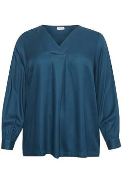 Kaffe Curve Damen Übergröße, Lange Ärmel, V-Neck mit Pleat, lässig Bluse, Legion Blue, 44 DE/Groß von KAFFE CURVE