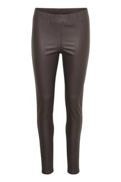 KAFFE Ada Coated Jeggings Damen Coated Leggings Slim Fit High Waist Kunstleder Hose Leder Look Java 46 von KAFFE