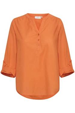 KAFFE Damen Damenbluse, langärmlig, Regular Fit Kamajse Bluse, Vermillion Orange, 34 von KAFFE