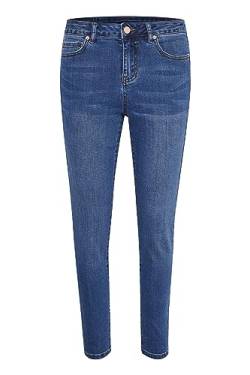 KAFFE Jeans KAsinem Damen Jeans 7/8 Slim Fit High Waist Jeanshose Hose Medium Blue Denim 44 von KAFFE