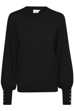 KAFFE KAlizza Round Neck Knit Pullover Buttons Damen Strickpullover Langarm Rundhals Mode Pulli Black Deep XL von KAFFE