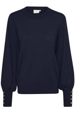 KAFFE KAlizza Round Neck Knit Pullover Buttons Damen Strickpullover Langarm Rundhals Mode Pulli Midnight Marine XL von KAFFE