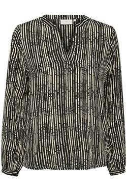 KAFFE Langarm-Bluse KAjalie Damen Bluse Langarm V-Ausschnitt Print Oberteil Black/Sand Dollar Graphic 38 von KAFFE