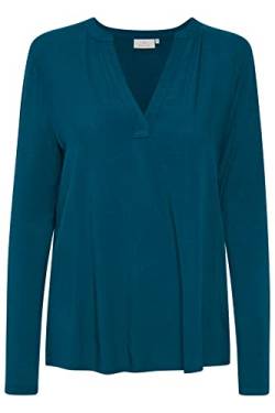 KAFFE Langarm-Bluse Kacalina Damen Bluse Langarm Casual Basic Shirt V-Ausschnitt Moroccan Blue 38 von KAFFE