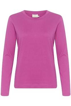 KAFFE Langarm-Shirt KAmarin Damen T-Shirt Langarm Casual Basic Einfarbig Langarmshirt Fuchsia Red XS von KAFFE