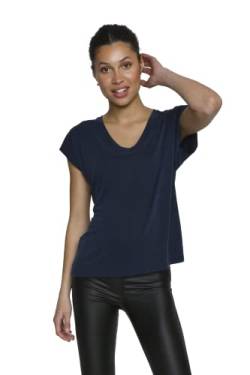 KAFFE T-Shirt KAlise Damen T-Shirt Kurzarm V-Ausschnitt Basic Shirt Midnight Marine S von KAFFE