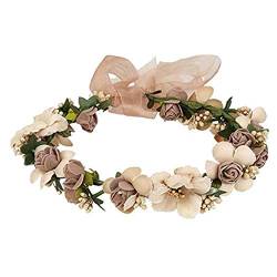 Blumenkrone,Blumenstirnband Blumengirlande Stirnbänder Boho Rosen Stirnband Frauen Mädchen Haarband Kränze Girlanden für Hut Ornament Hochzeit Strand Reise Braut Hochzeit von KAIAIWLUO