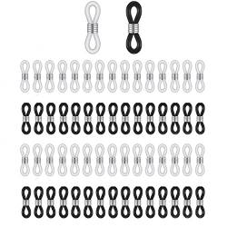 KAIAIWLUO Brillen Kettenverbinder Enden,30 PCS Silikon Schwarzer Silikon Ende AnschlüSse Anti Rutsch + 30 PCS Gummi Weiß Halter Brillenkette Enden für Brillenbrille Sonnenbrillenkette von KAIAIWLUO